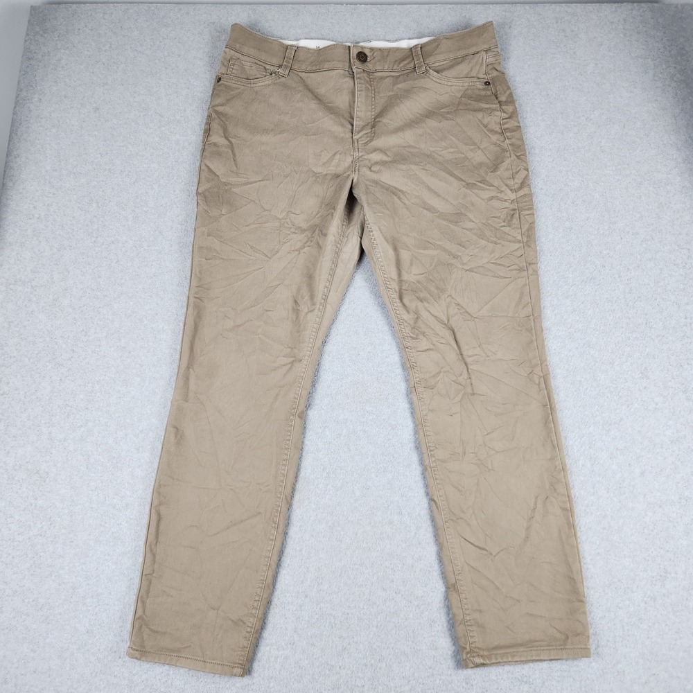 Liz Claiborne Pants Womens 16 Brown Cotton Stretch Slim Leg Mid-Rise Flat Front